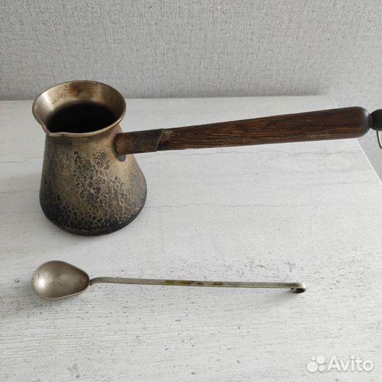 Турка медная с подносом СССР