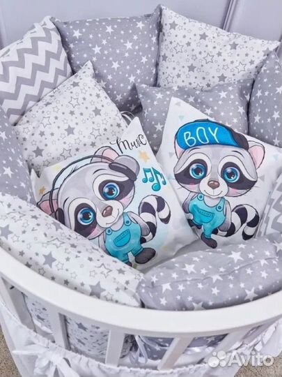 Новые бортики подушки в кроватку для мальчика