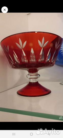 Конфетница цветное стекло СССР