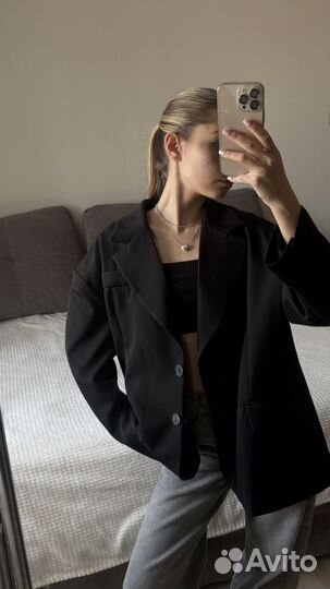 Пиджак чёрный женский оверсайз