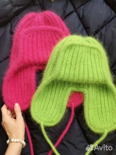 Шапка ушанка вязаная