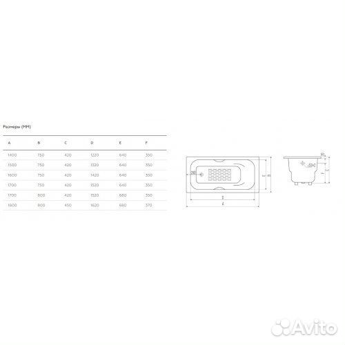 Ванна чугунная Goldman 150х75