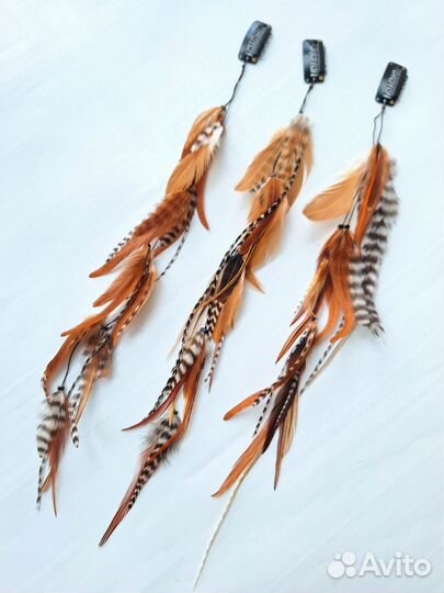 Заколка с перьями гризли, бохо