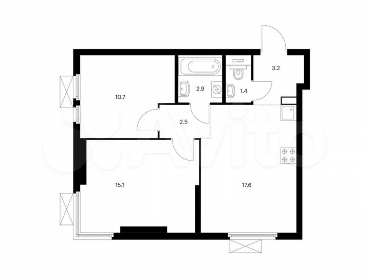 2-к. квартира, 53,4 м², 21/22 эт.