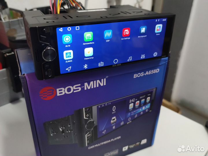 Магнитола 1din Bos-Mini А658D 2/32,DSP, Android 12