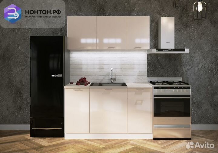 Кухня Ритмо 1.4м мдф ваниль глянец