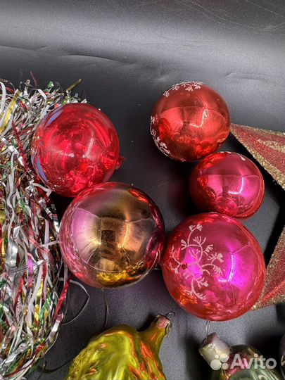 Елочные игрушки набор украшение СССР стекло