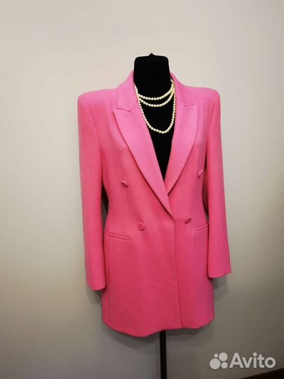 Розовый костюм Zara, платье-пиджак L 46-48