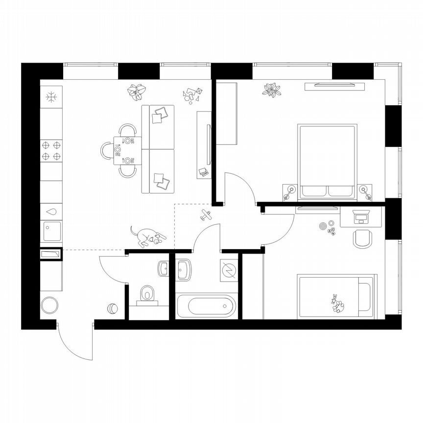 2-к. квартира, 55 м², 7/50 эт.