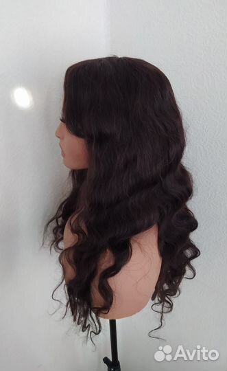 Парик из натуральных волос длинный с челкой