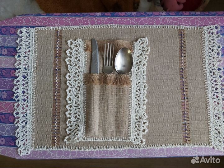 Льняные салфетки конверт для столовых приборов