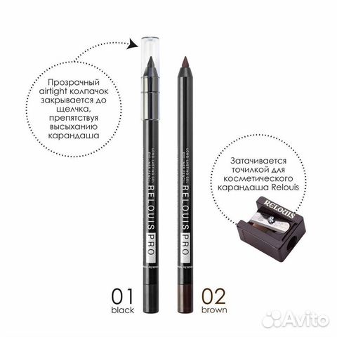 Карандаш для глаз стойкий гелевый relouis PRO