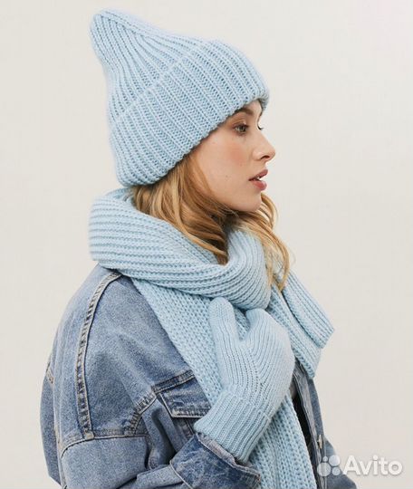 Шапка шарф варежки комплект 3в1