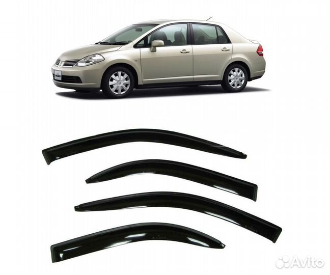 Ветровики Ниссан Тиида сед 04-14г Дефлекторы