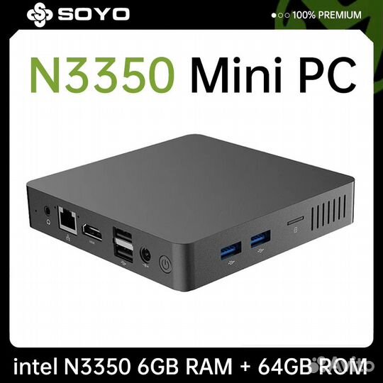 Мини компьютер Soyo M2, Intel Celeron N3350, 6 + 6