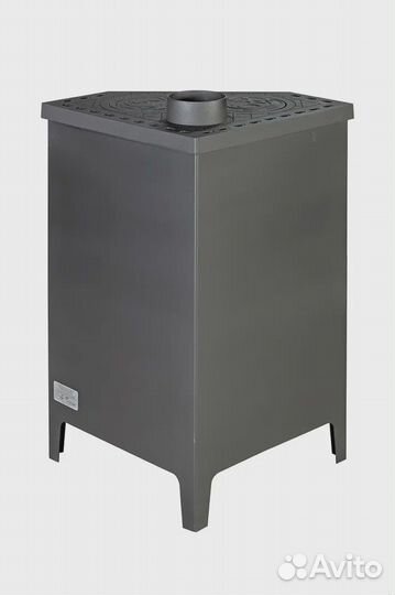 Печь-камин бавария угловая чугун с плитой Экокамин