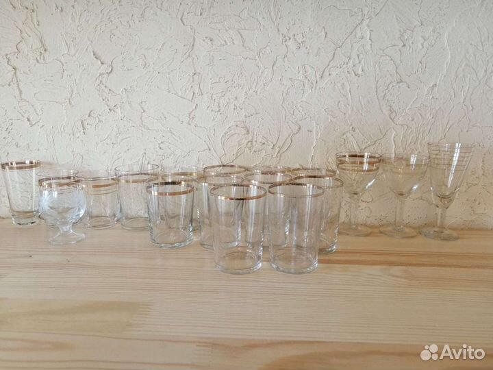 Рюмки и стопки СССР с золотым ободком