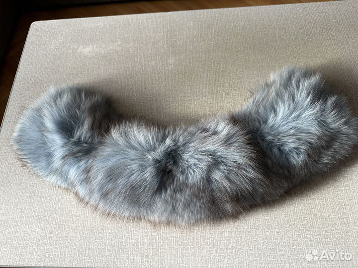 Воротник песец голубой с серым