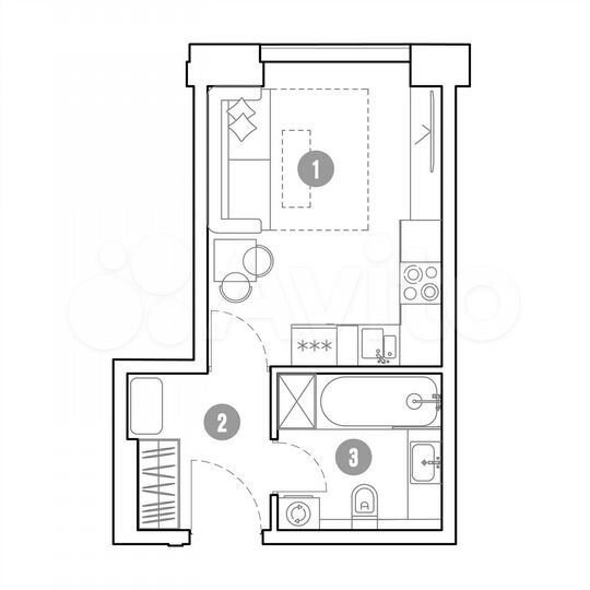 Апартаменты-студия, 23,8 м², 11/36 эт.