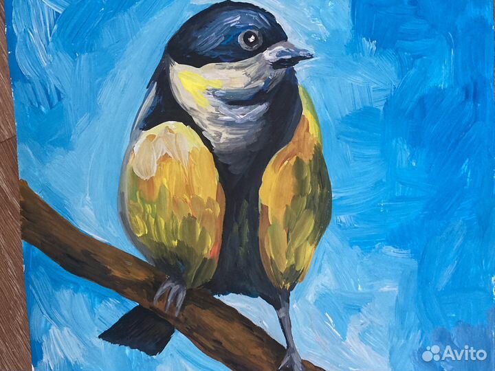 Картина «Синица на ветке» А4