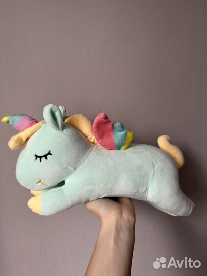 Мягкая игрушка единорог голубого цвета