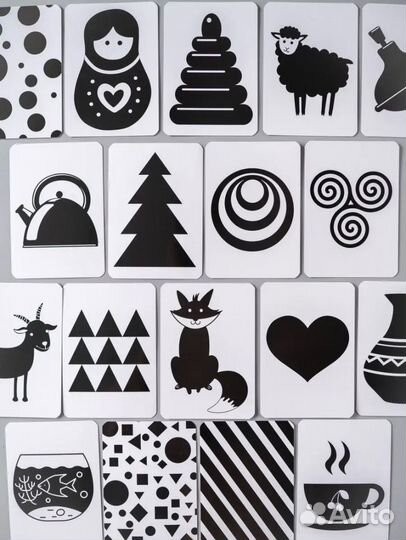 Черно-белые карточки для новорожденных 64 картинки