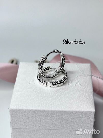 Серьги кольца Pandora signature