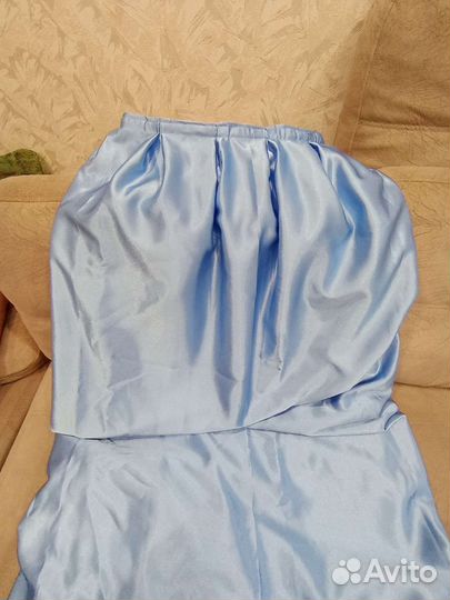 Юбка для свадебного стола 5,70м голубая