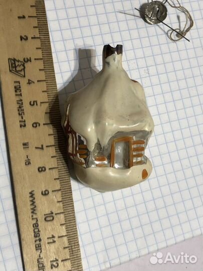 Новогодняя елочная игрушка домик времен СССР