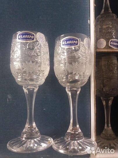 Хрустальные рюмки на ножке. Снежинка. Чехия