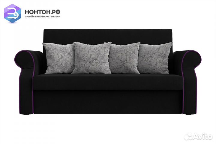 Диван аккордеон Софт микровельвет черный