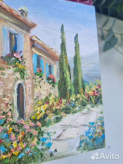 Картина маслом Прованс пейзаж с цветами