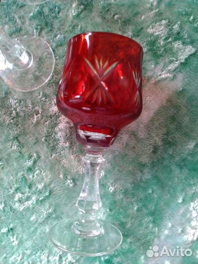 Шикарные фужеры цветной хрустальссср Красный май