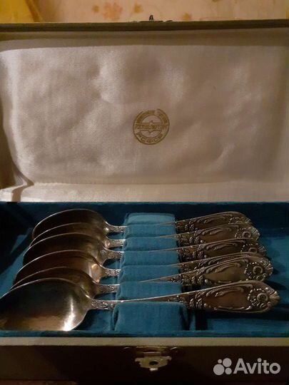 Ложки в коробке 6 шт РСФСР мельхиор мнц 15-20