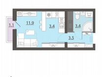 Квартира-студия, 21,9 м², 23/25 эт.