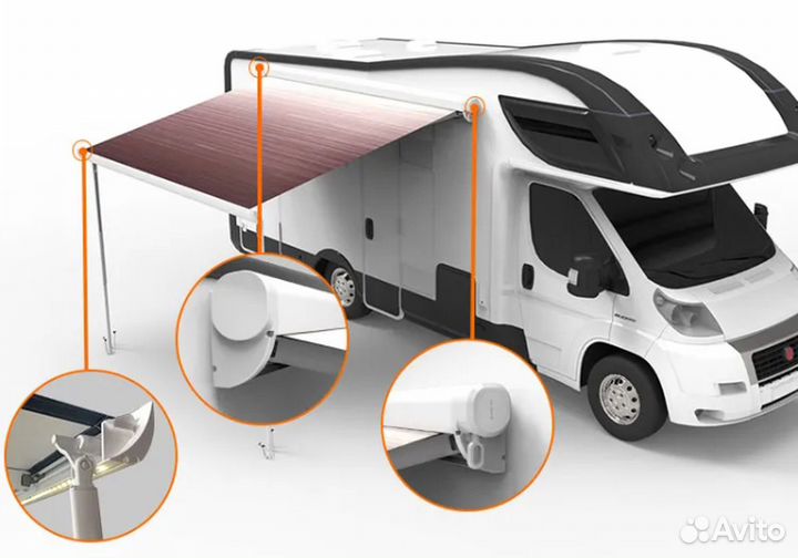 Маркиза автомобильная риф 5,0х2,5 м кассетная с эл