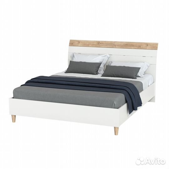 Двуспальная кровать Моби Муссон с ортопедическим основанием цвет белый/дуб эндгрейн