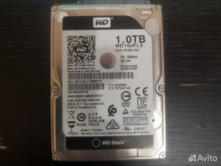 Жесткий диск WD Black 2,5 1Tb 7200