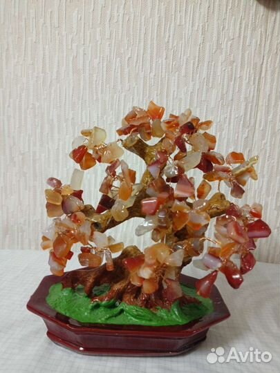 Бонсай - предметы интерьера персики с манетами