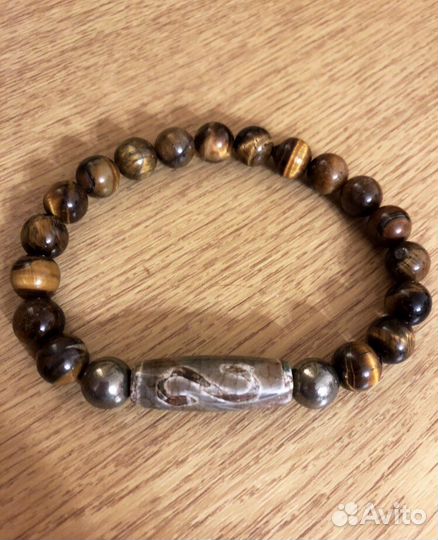 Браслет из тигрового глаза с Дзи «Денежный крючок»