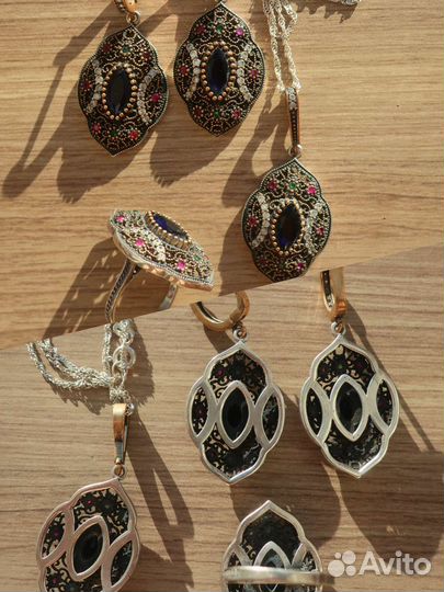 Ювелирные украшения из серебра, наборы. Турция
