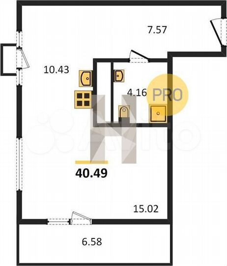 Квартира-студия, 40,5 м², 13/17 эт.