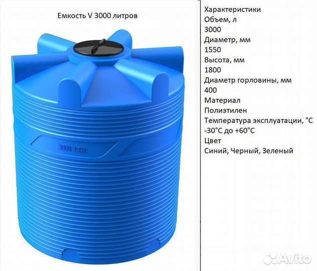 Ёмкость пластиковая 3000 литров