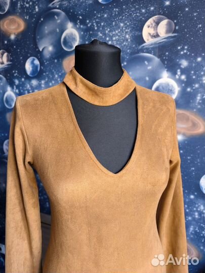 Платье 44-46 коричневое как замша