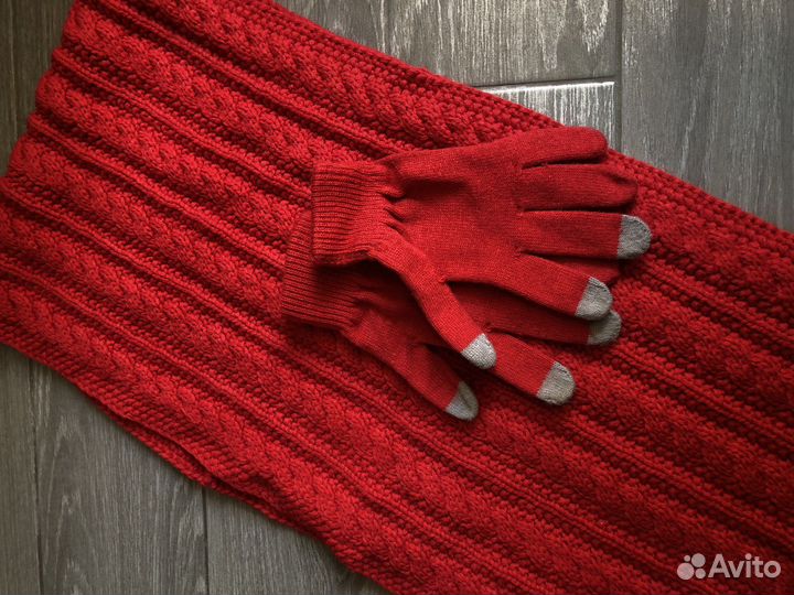 Женский шарф+перчатки