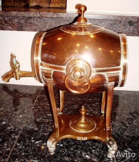 Самовар медно-латунный бочка, гиревой, редчайший