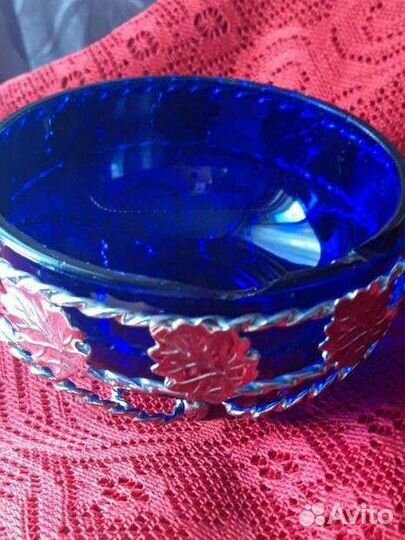 Ваза конфетница цветное стекло(Швеция)