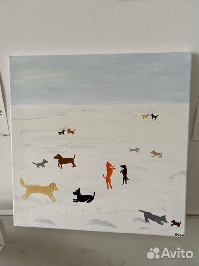 Собачки на заливе, акрил