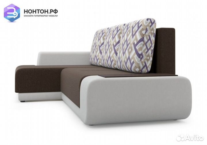 Угловой диван Соло коричневый / белый