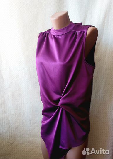 Стиральный атласный топ майка блузка Tu 48-50